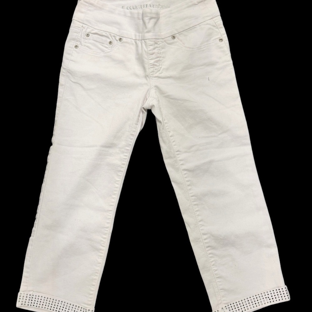 Counterparts White Denim Jeans with Subtle Silver Logo